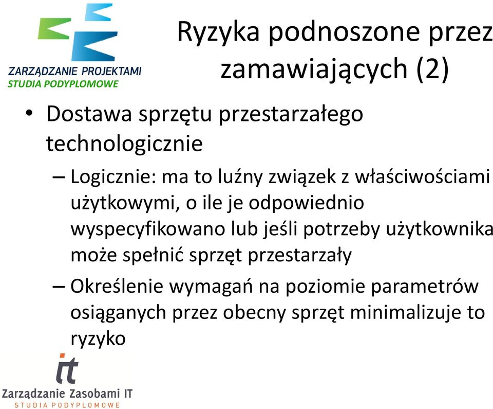 odpowiednio wyspecyfikowano lub jeśli potrzeby użytkownika może spełnić sprzęt