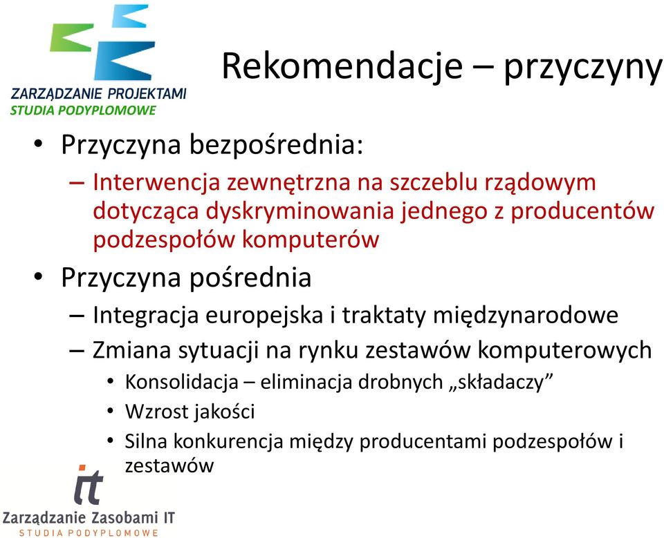 Integracja europejska i traktaty międzynarodowe Zmiana sytuacji na rynku zestawów komputerowych