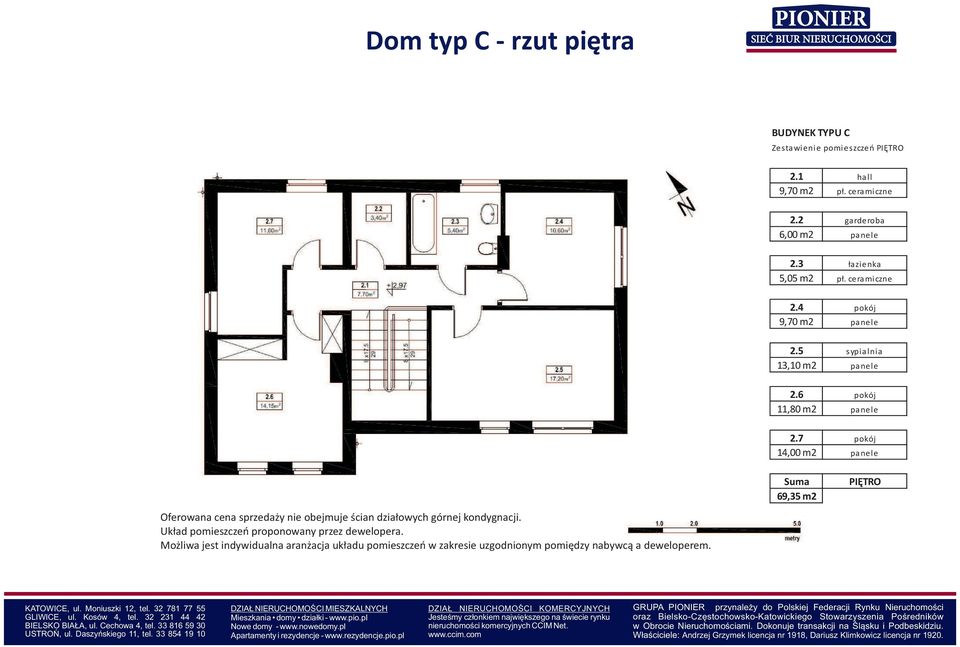 Układ pomieszczeń proponowany przez dewelopera. Możliwa jest indywidualna aranżacja układu pomieszczeń w zakresie uzgodnionym pomiędzy nabywcą a deweloperem.