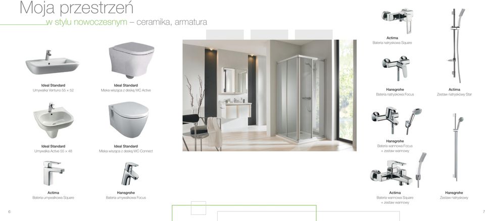 Active 55 48 Ideal Standard Miska wisząca z deską WC Connect Hansgrohe Bateria wannowa Focus + zestaw wannowy Bateria