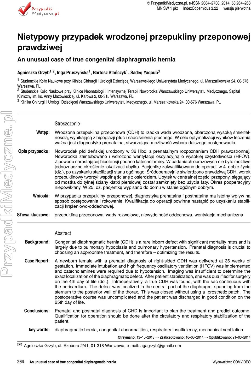 i Urologii Dziecięcej Warszawskiego Uniwersytetu Medycznego, ul.