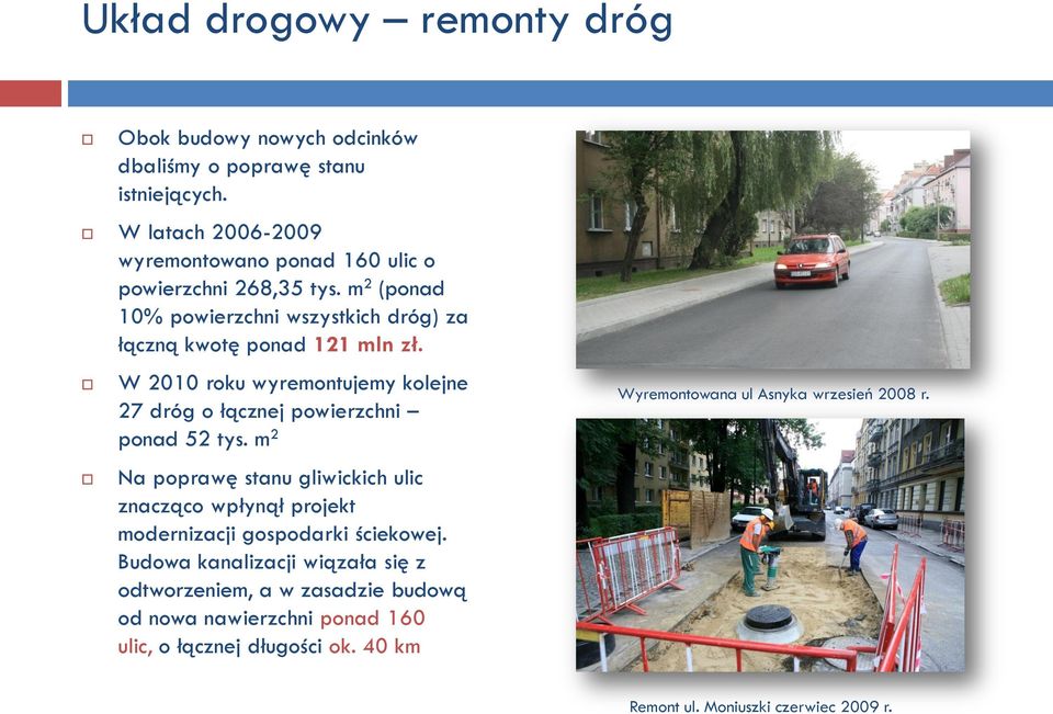 W 2010 roku wyremontujemy kolejne 27 dróg o łącznej powierzchni ponad 52 tys.
