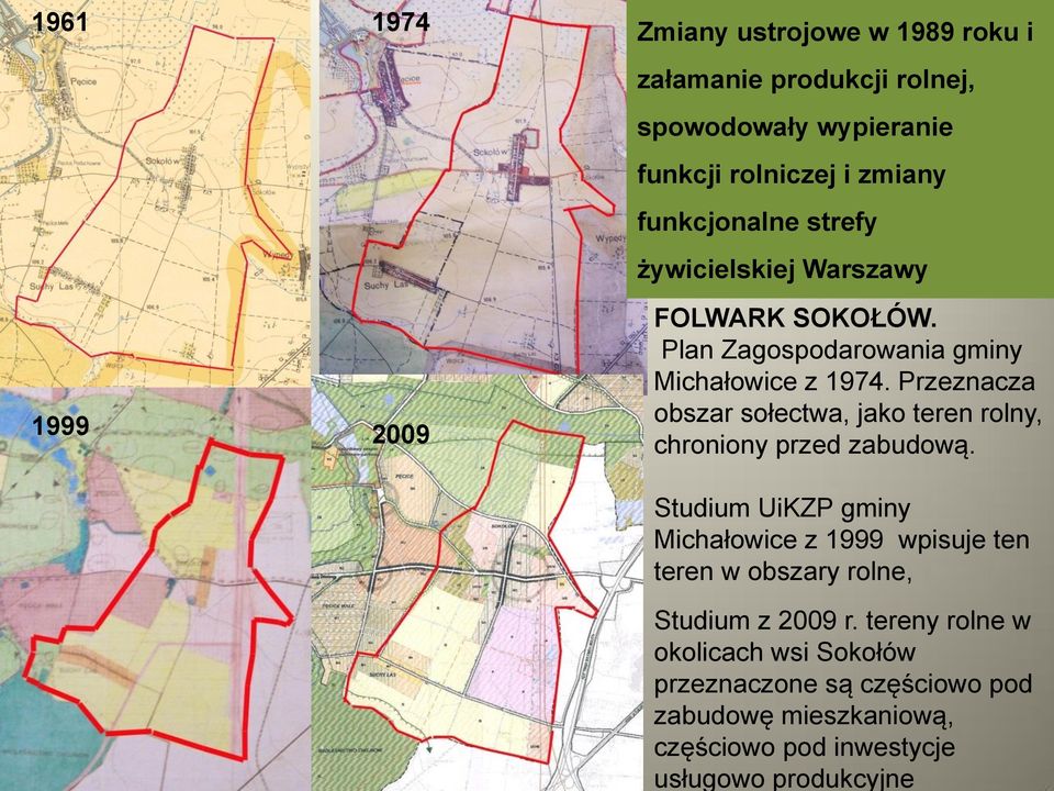 produkcyjne 1961 1974 Zmiany ustrojowe w 1989 roku i załamanie produkcji rolnej, spowodowały wypieranie funkcji rolniczej i zmiany