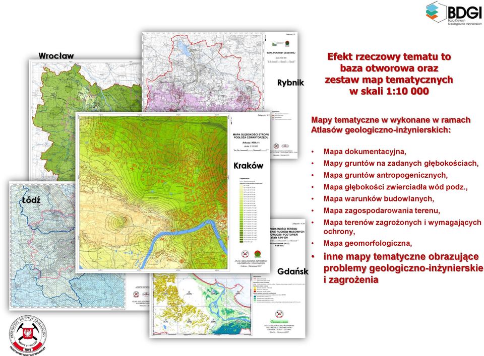 gruntów antropogenicznych, Mapa głębokości zwierciadła wód podz.