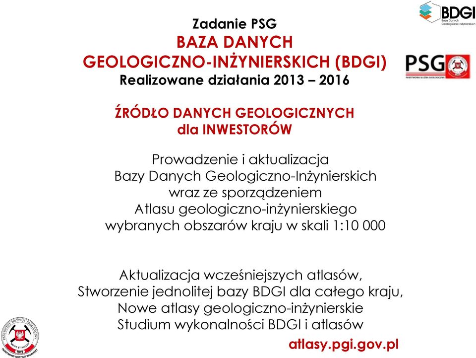 geologiczno-inżynierskiego wybranych obszarów kraju w skali 1:10 000 Aktualizacja wcześniejszych atlasów, Stworzenie