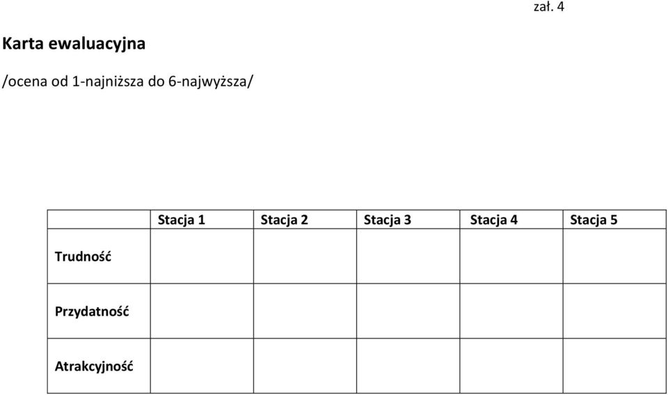 Trudność Stacja 1 Stacja 2 Stacja 3