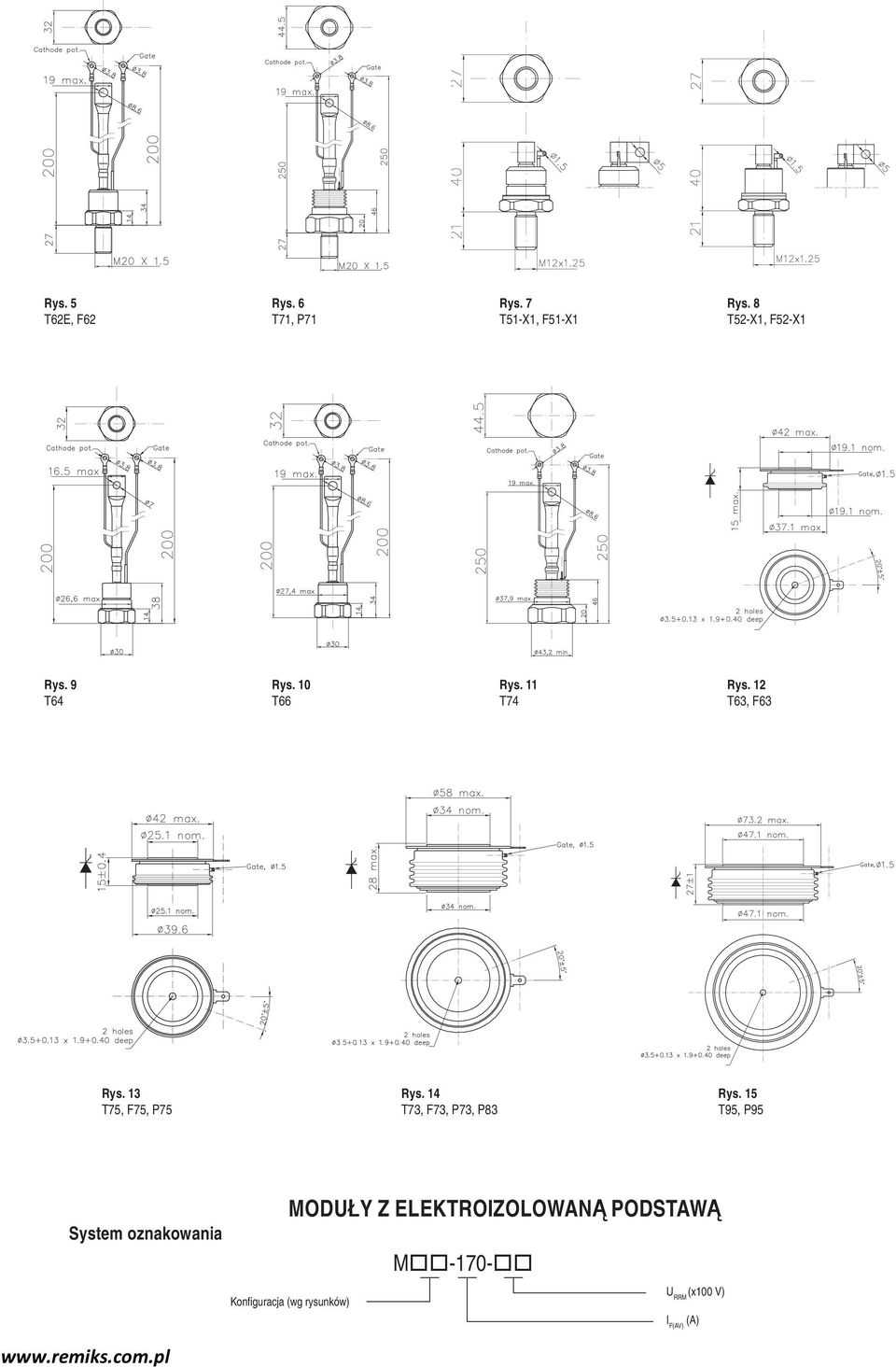 P73, P83 15 T95, P95 System oznakowania MODUŁY Z