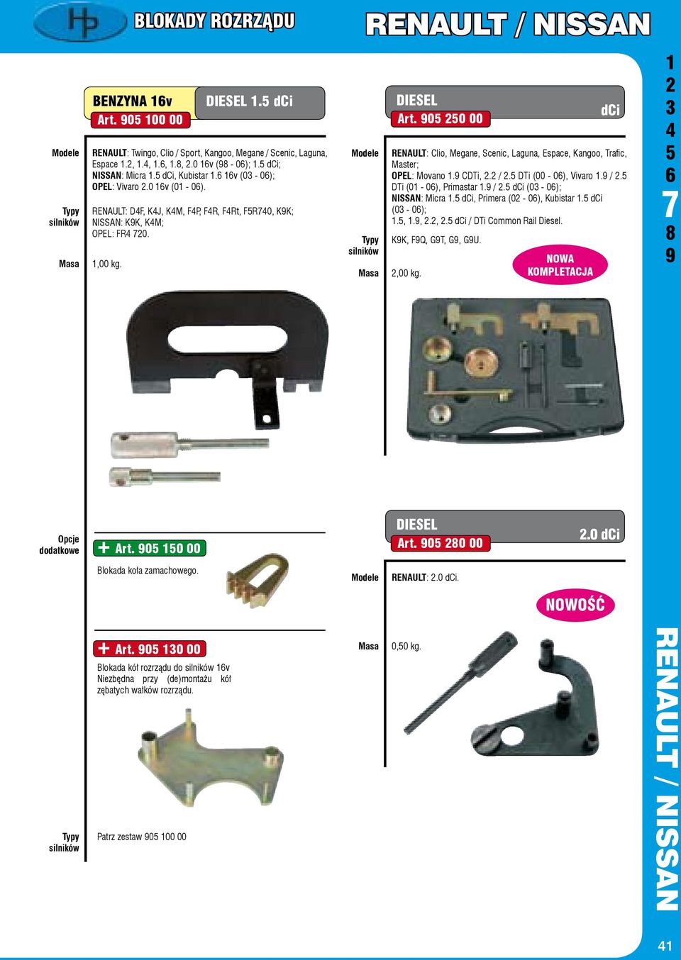 DTi (00-0), Vivaro. /. DTi (0-0), Primastar. /. dci (0-0); NISSAN: Micra. dci, Primera (0-0), Kubistar. dci (0-0);.,.,.,. dci / DTi Common Rail Diesel. KK, FQ, GT, G, GU.,00 kg.