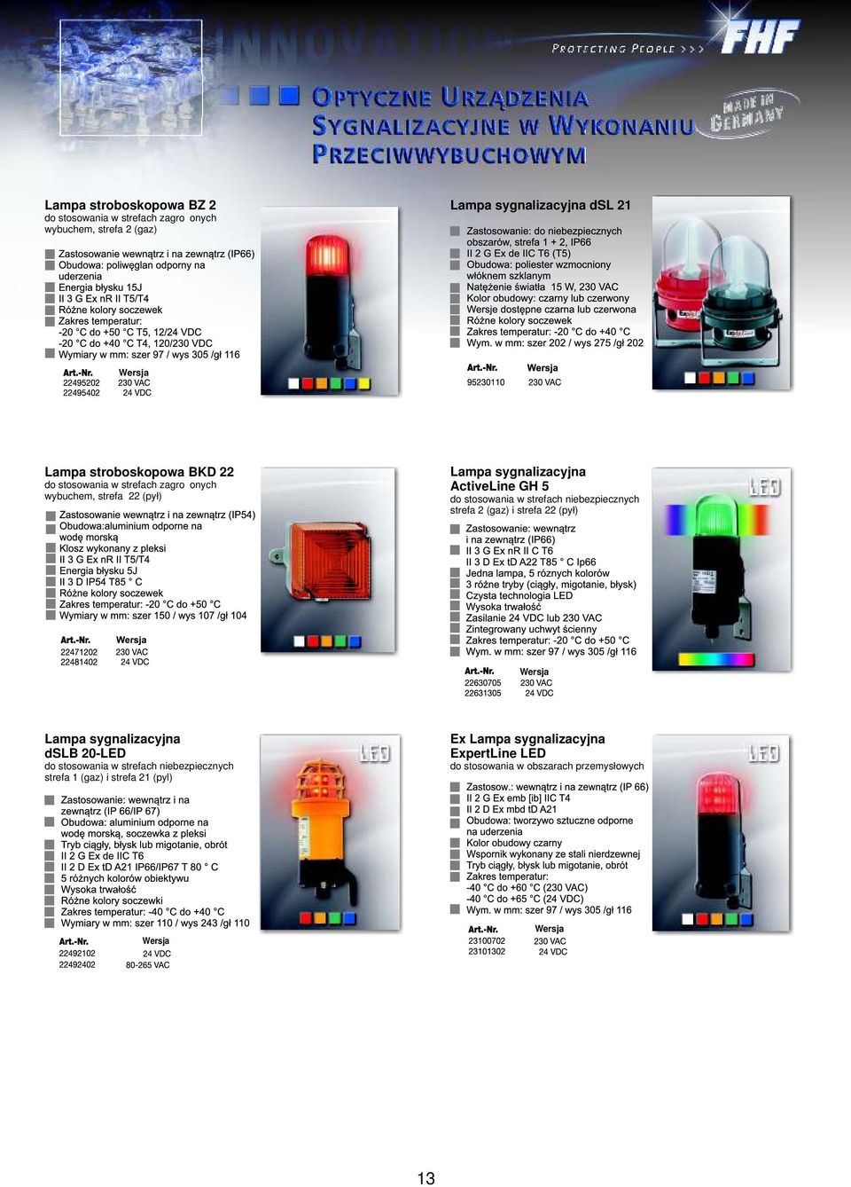 stosowania w strefach niebezpiecznych strefa 2 (gaz) i strefa 22 (pył) Lampa sygnalizacyjna dslb 20-LED do stosowania w