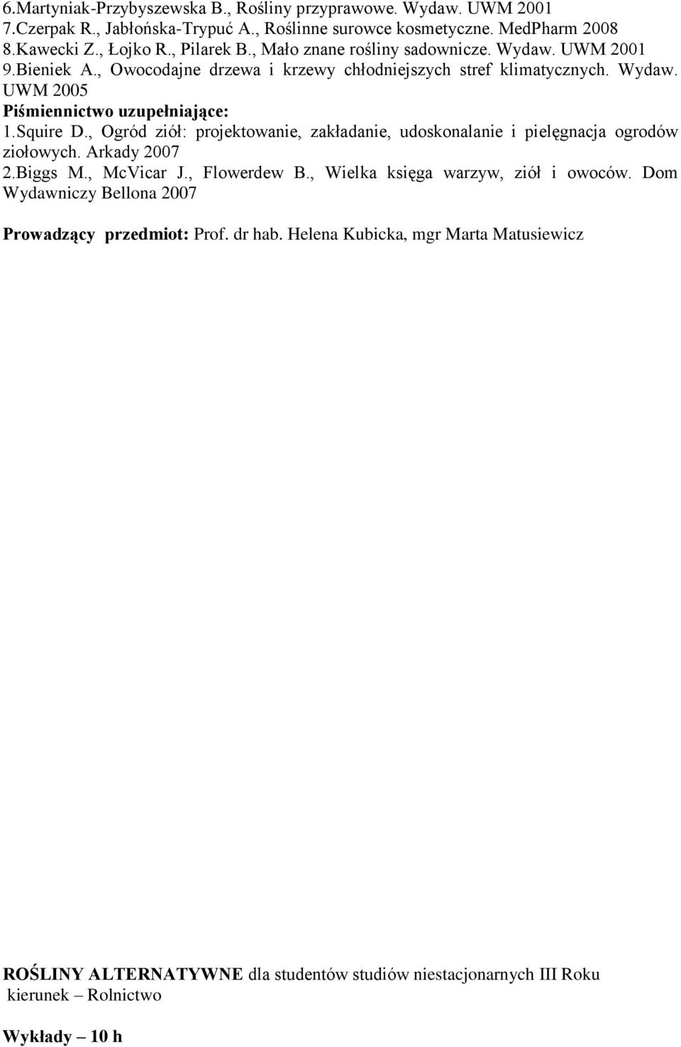 , Ogród ziół: projektowanie, zakładanie, udoskonalanie i pielęgnacja ogrodów ziołowych. Arkady 2007 2.Biggs M., McVicar J., Flowerdew B., Wielka księga warzyw, ziół i owoców.