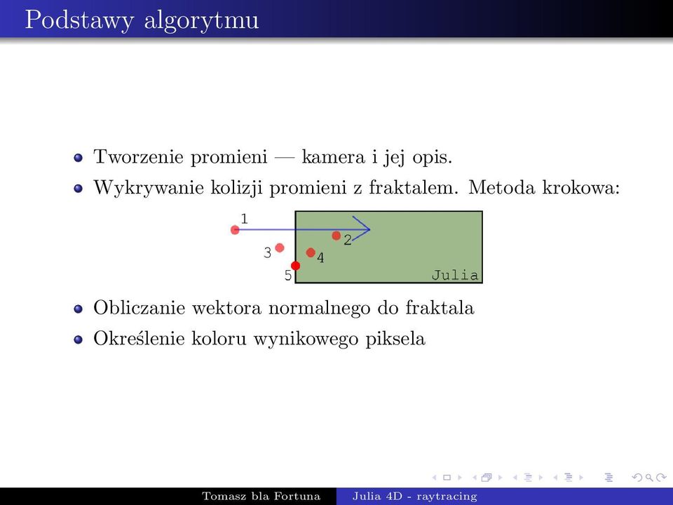 Wykrywanie kolizji promieni z fraktalem.