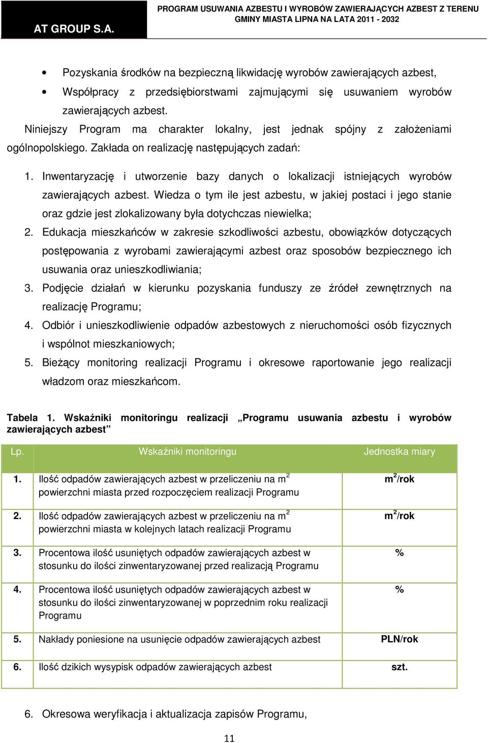 Inwentaryzację i utworzenie bazy danych o lokalizacji istniejących wyrobów zawierających azbest.