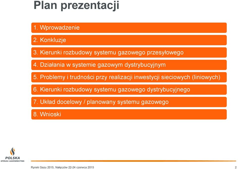 Działania w systemie gazowym dystrybucyjnym 5.