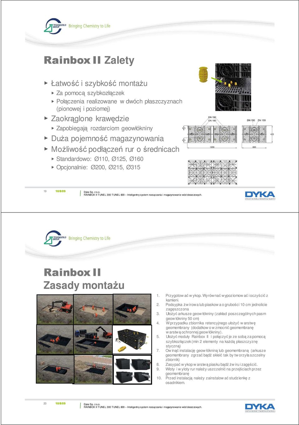Wyrównać wypoziomow ać i oczyścić z kamieni. 2. Podsypka Ŝw irowa lub piaskow a o grubości 10 cm jednolicie zagęszczona 3.