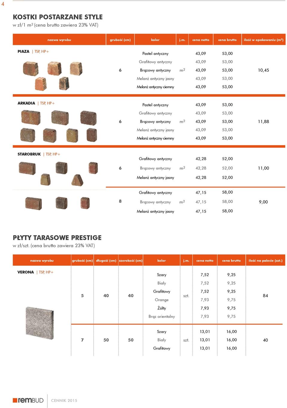 cena netto cena brutto ilość w opakowaniu ( ) PIAZA TSP, HP+ Pastel antyczny antyczny antyczny 10,45 Melanż antyczny jasny Melanż antyczny ciemny ARKADIA TSP, HP+ Pastel antyczny antyczny antyczny