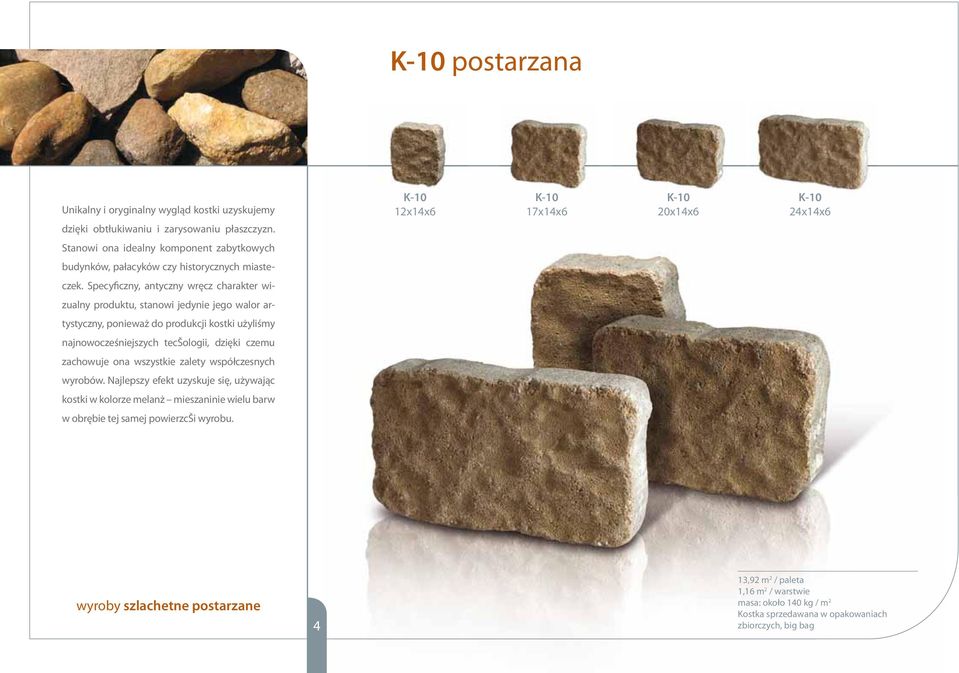 Specyficzny, antyczny wręcz charakter wizualny produktu, stanowi jedynie jego walor artystyczny, ponieważ do produkcji kostki użyliśmy najnowocześniejszych tecšologii, dzięki czemu zachowuje