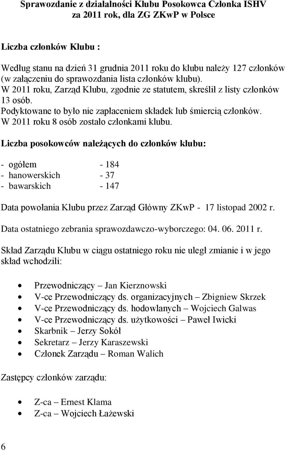 W 2011 roku 8 osób zostało członkami klubu.