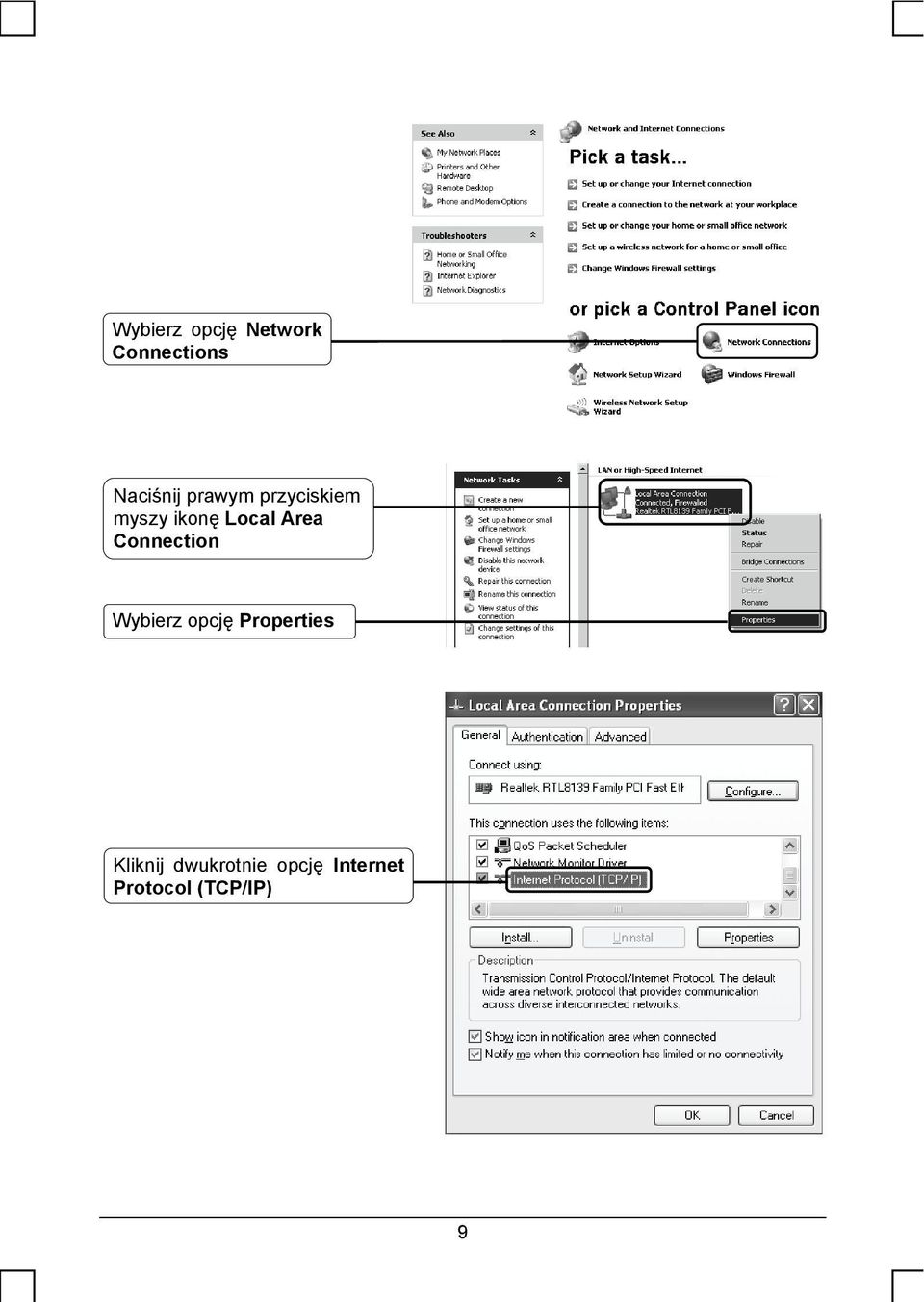 Connection Wybierz opcję Properties Kliknij