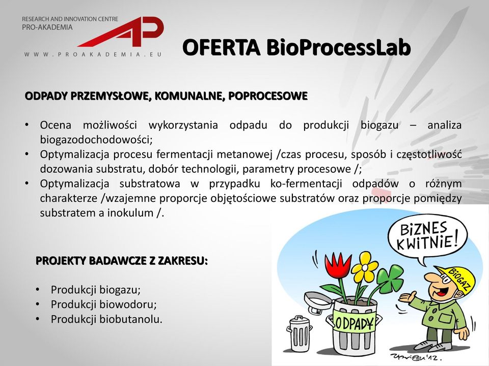 technologii, parametry procesowe /; Optymalizacja substratowa w przypadku ko-fermentacji odpadów o różnym charakterze /wzajemne proporcje