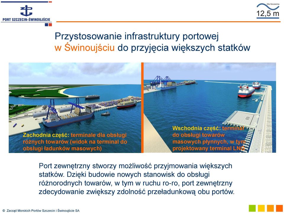 płynnych, w tym projektowany terminal LNG Port zewnętrzny stworzy możliwość przyjmowania większych statków.
