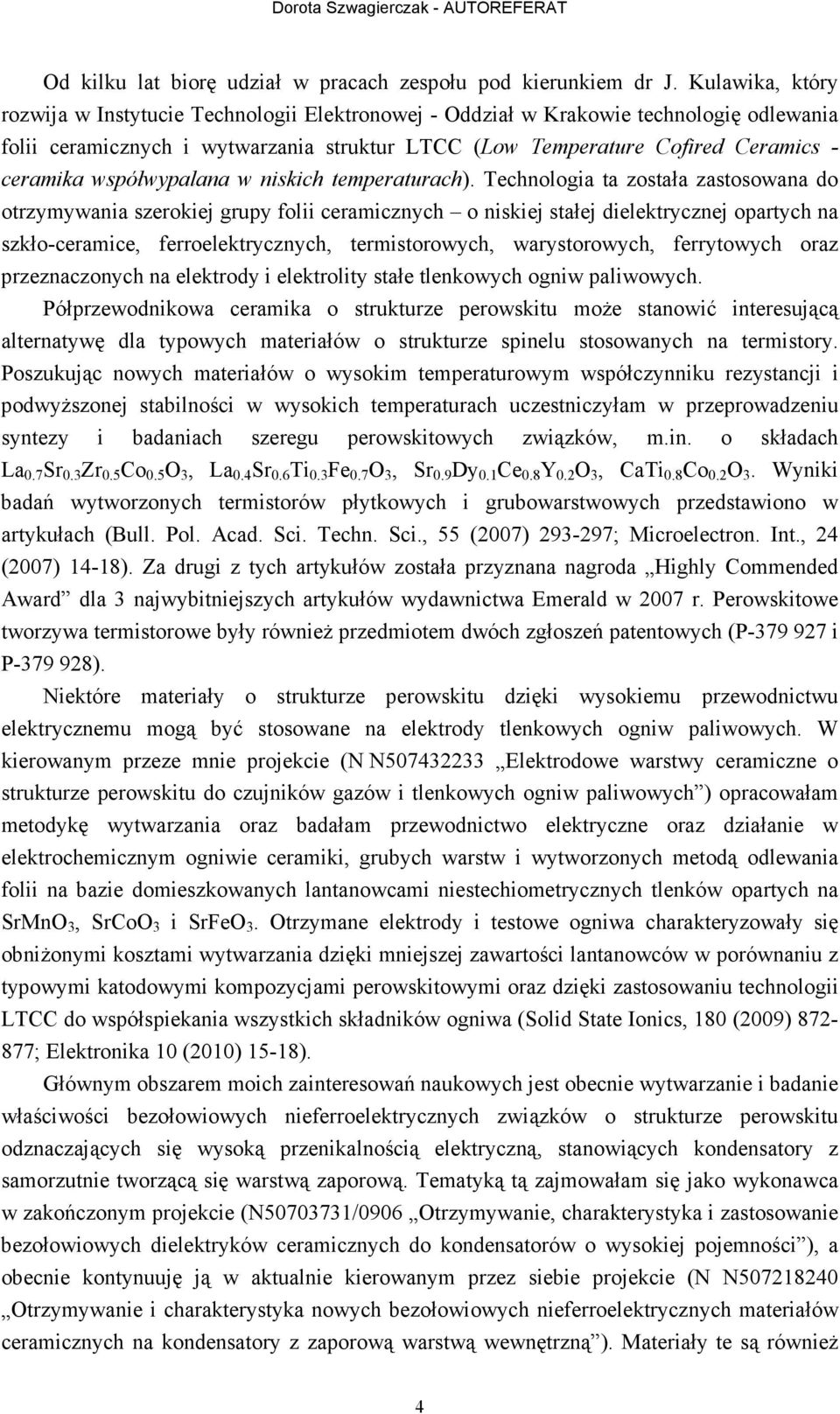 współwypalana w niskich temperaturach).