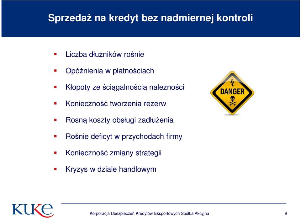 koszty obsługi zadłużenia Rośnie deficyt w przychodach firmy Konieczność zmiany