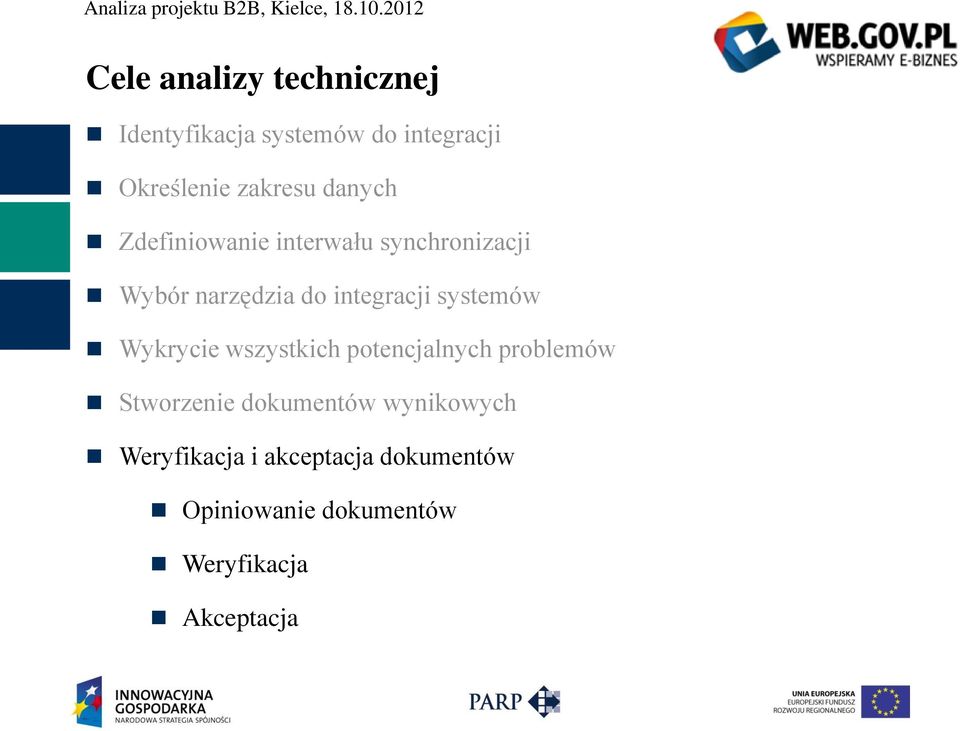 systemów Wykrycie wszystkich potencjalnych problemów Stworzenie dokumentów