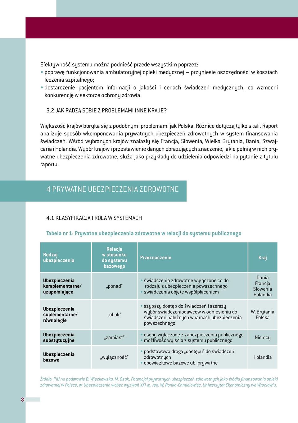 Większość krajów boryka się z podobnymi problemami jak Polska. Różnice dotyczą tylko skali. Raport analizuje sposób wkomponowania prywatnych ubezpieczeń zdrowotnych w system finansowania świadczeń.