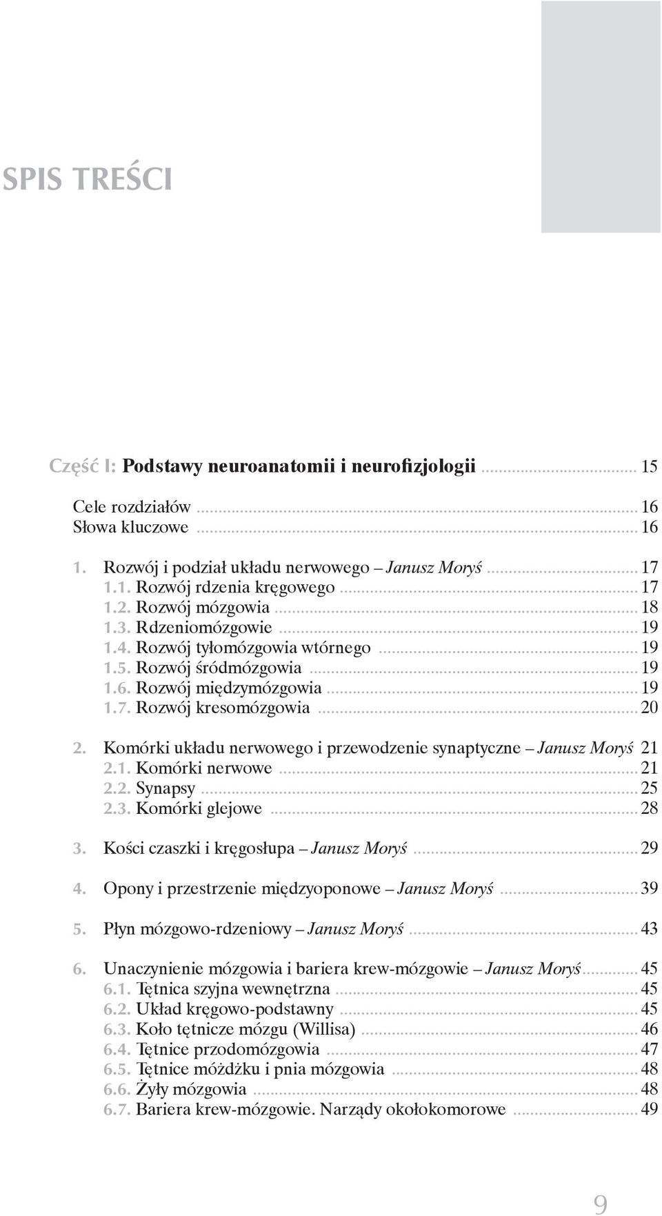 Komórki układu nerwowego i przewodzenie synaptyczne Janusz Moryś.21 2.1. Komórki nerwowe... 21 2.2. Synapsy... 25 2.3. Komórki glejowe... 28 3. Kości czaszki i kręgosłupa Janusz Moryś... 29 4.