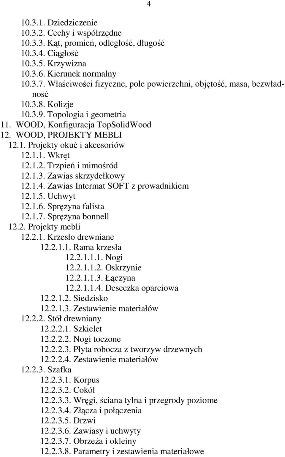 1.1. Wkręt 12.1.2. Trzpień i mimośród 12.1.3. Zawias skrzydełkowy 12.1.4. Zawias Intermat SOFT z prowadnikiem 12.1.5. Uchwyt 12.1.6. SpręŜyna falista 12.1.7. SpręŜyna bonnell 12.2. Projekty mebli 12.