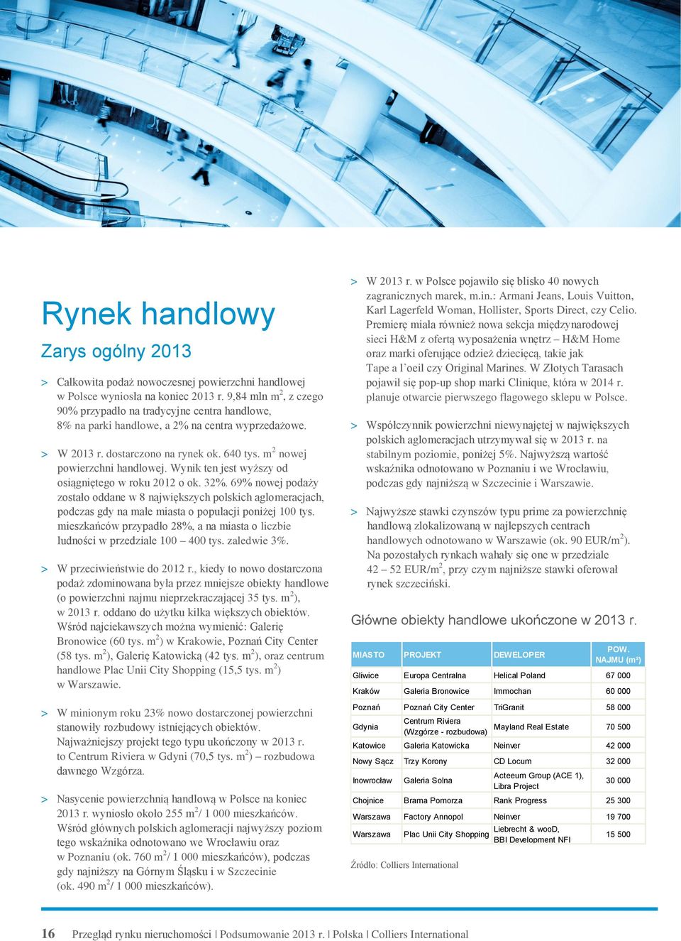 Wynik ten jest wyższy od osiągniętego w roku 2012 o ok. 32%. 69% nowej podaży zostało oddane w 8 największych polskich aglomeracjach, podczas gdy na małe miasta o populacji poniżej 100 tys.