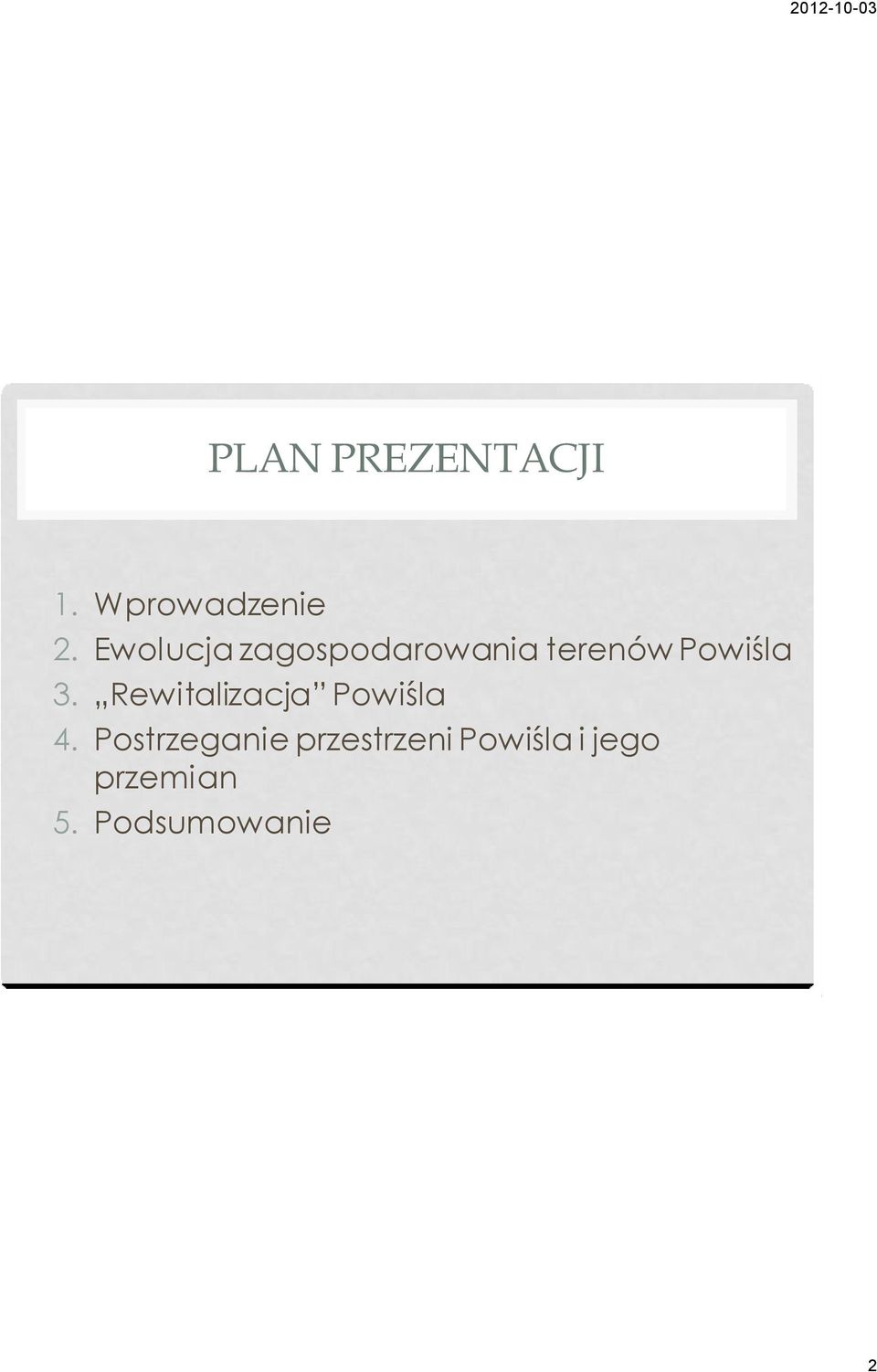 3. Rewitalizacja Powiśla 4.