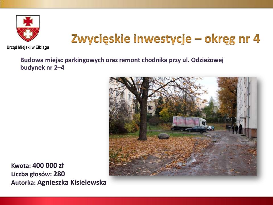 Odzieżowej budynek nr 2 4 Kwota: 400