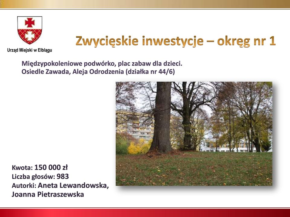 Osiedle Zawada, Aleja Odrodzenia (działka nr