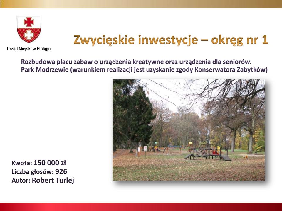 Park Modrzewie (warunkiem realizacji jest uzyskanie