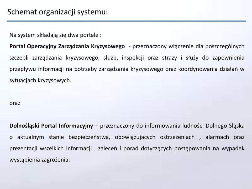 koordynowania działań w sytuacjach kryzysowych.