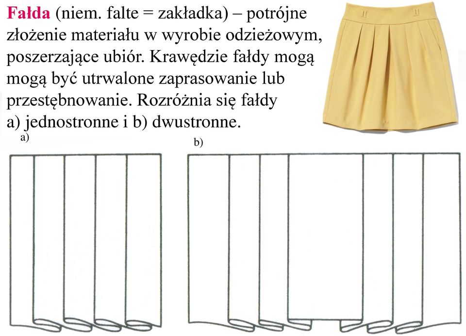 odzieżowym, poszerzające ubiór.