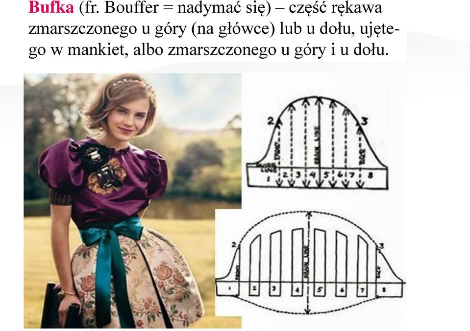 zmarszczonego u góry (na główce) lub