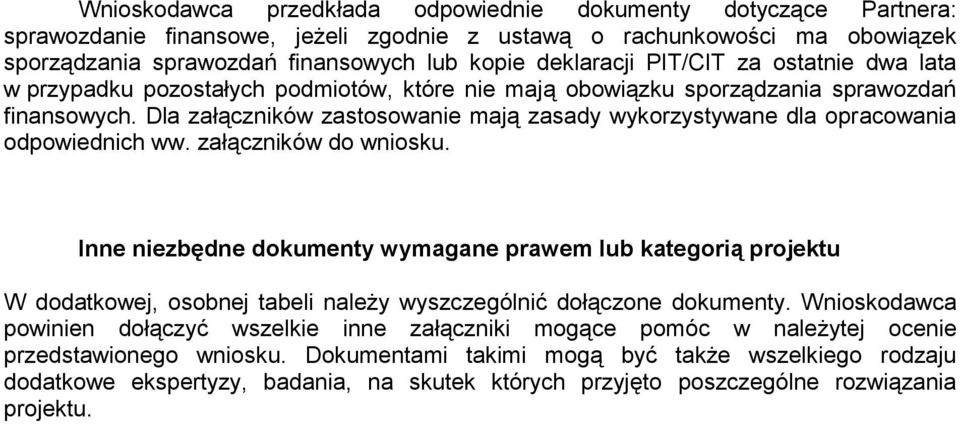 Dla załączników zastosowanie mają zasady wykorzystywane dla opracowania odpowiednich ww. załączników do wniosku.