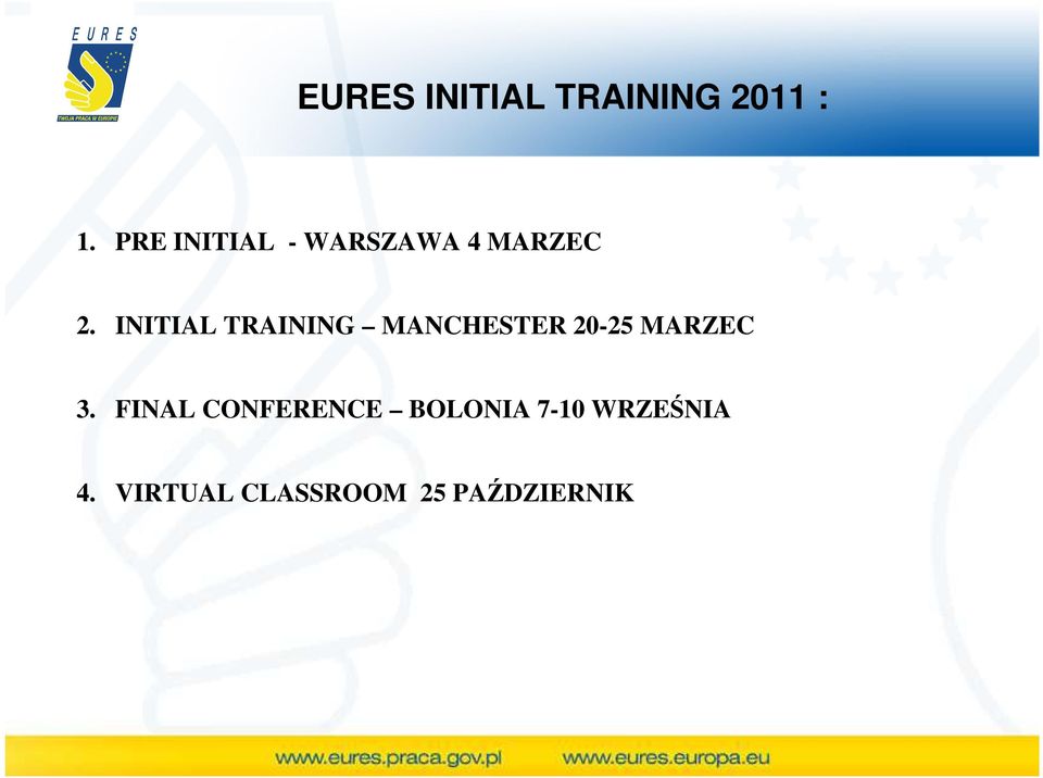 INITIAL TRAINING MANCHESTER 20-25 MARZEC 3.