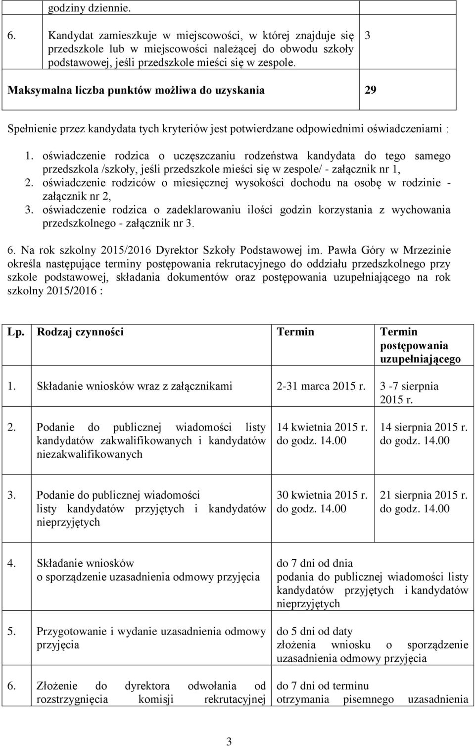 oświadczenie rodzica o uczęszczaniu rodzeństwa kandydata do tego samego przedszkola /szkoły, jeśli przedszkole mieści się w zespole/ - załącznik nr 1, 2.