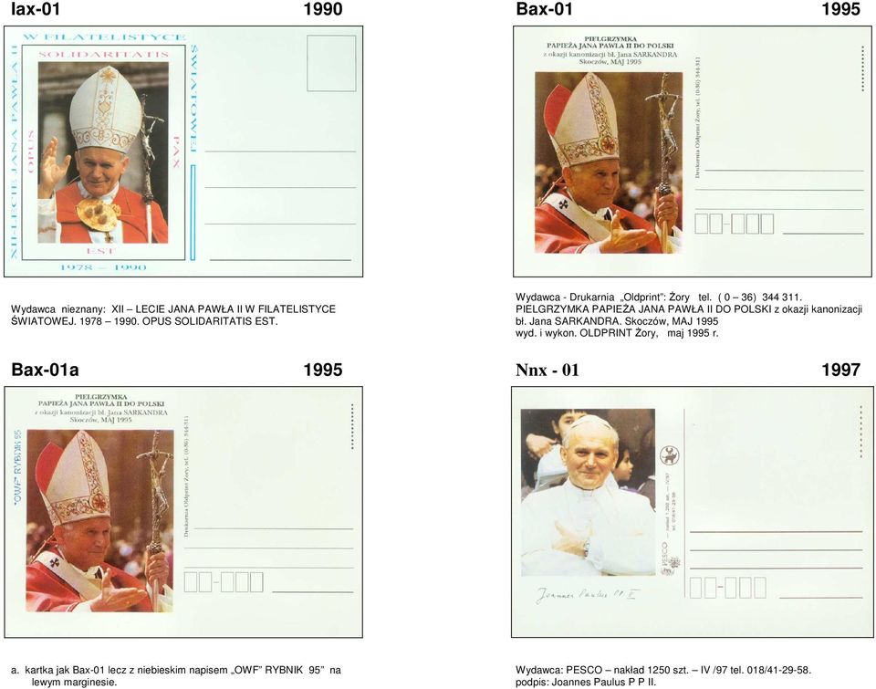 Jana SARKANDRA. Skoczów, MAJ 1995 wyd. i wykon. OLDPRINT Żory, maj 1995 r. Bax-01a 1995 Nnx - 01 1997 a.
