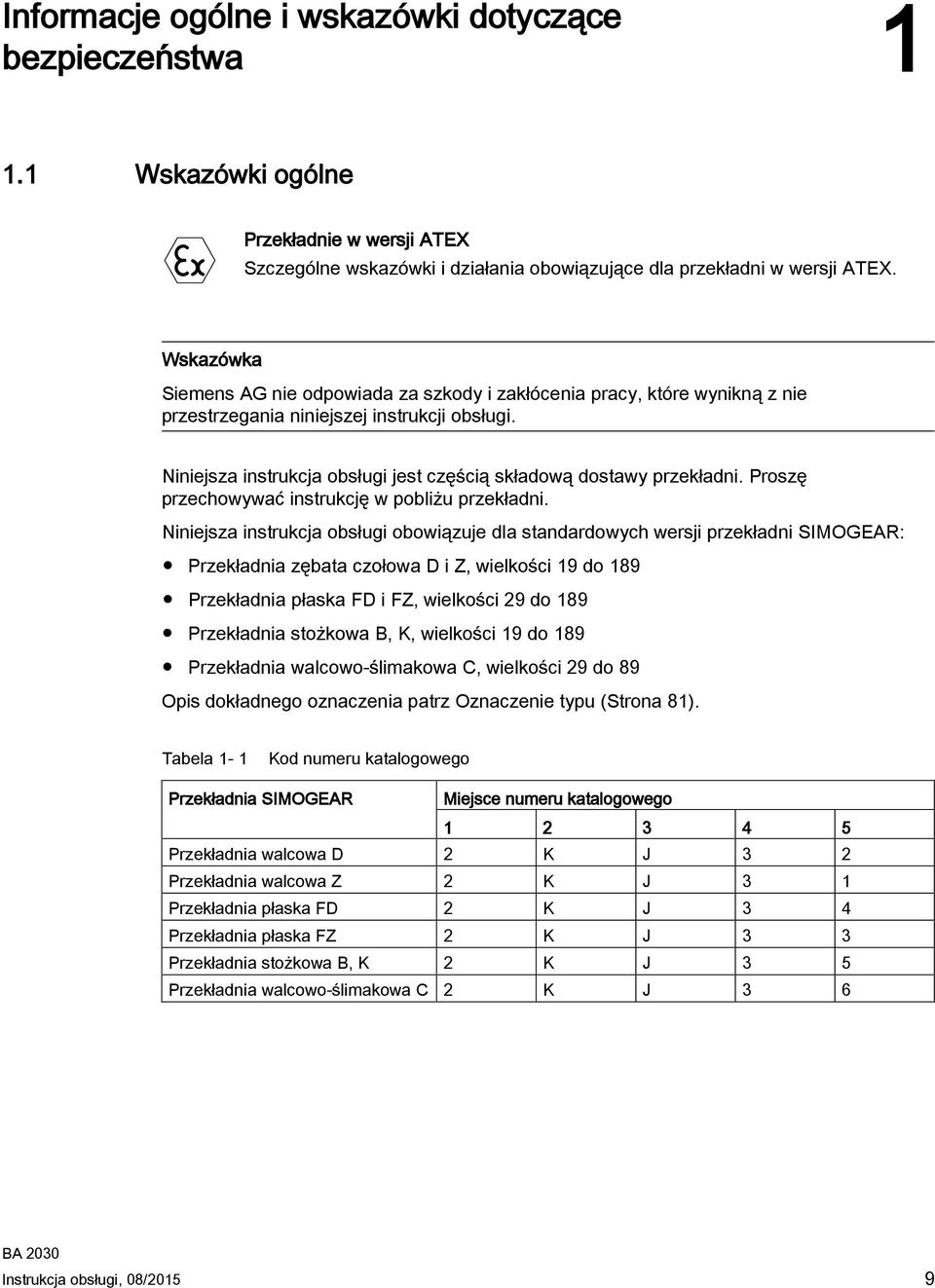 Niniejsza instrukcja obsługi jest częścią składową dostawy przekładni. Proszę przechowywać instrukcję w pobliżu przekładni.