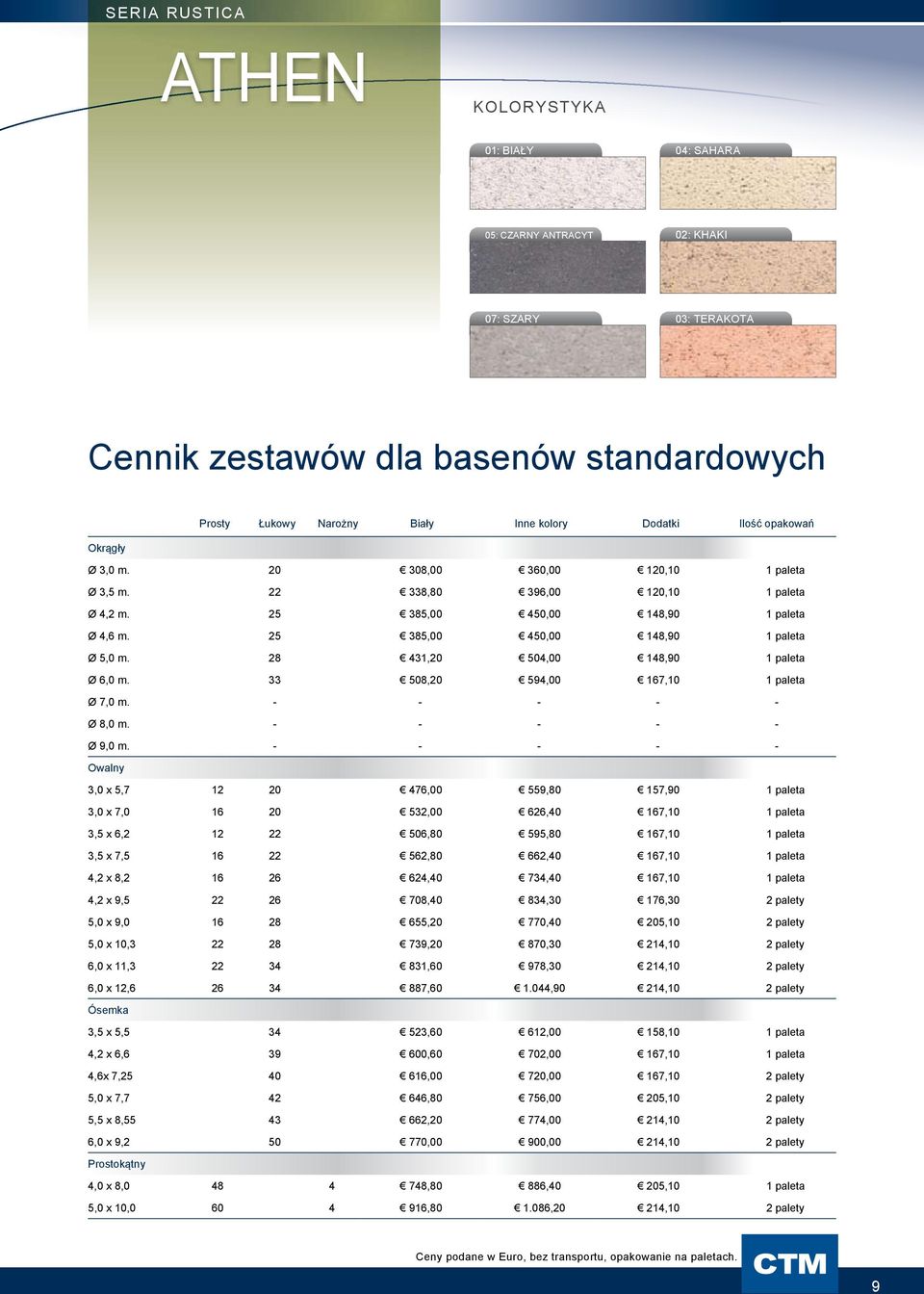 25 385,00 450,00 148,90 1 paleta Ø 5,0 m. 28 431,20 504,00 148,90 1 paleta Ø 6,0 m. 33 508,20 594,00 167,10 1 paleta Ø 7,0 m. - - - - - Ø 8,0 m. - - - - - Ø 9,0 m.