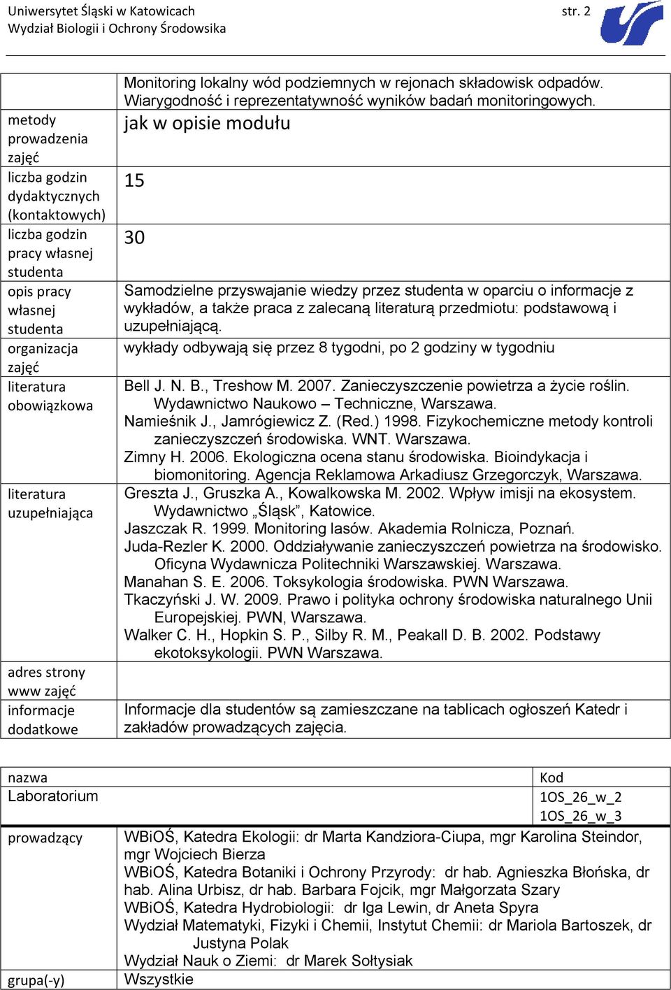 odpadów. Wiarygodność i reprezentatywność wyników badań monitoringowych.