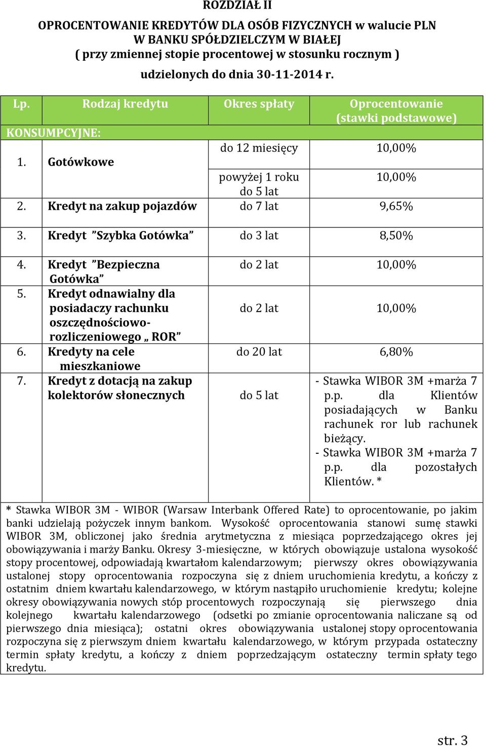 Kredyt Szybka Gotówka do 3 lat 8,50% 4. Kredyt Bezpieczna Gotówka 5. Kredyt odnawialny dla posiadaczy rachunku oszczędnościoworozliczeniowego ROR 6. Kredyty na cele mieszkaniowe 7.