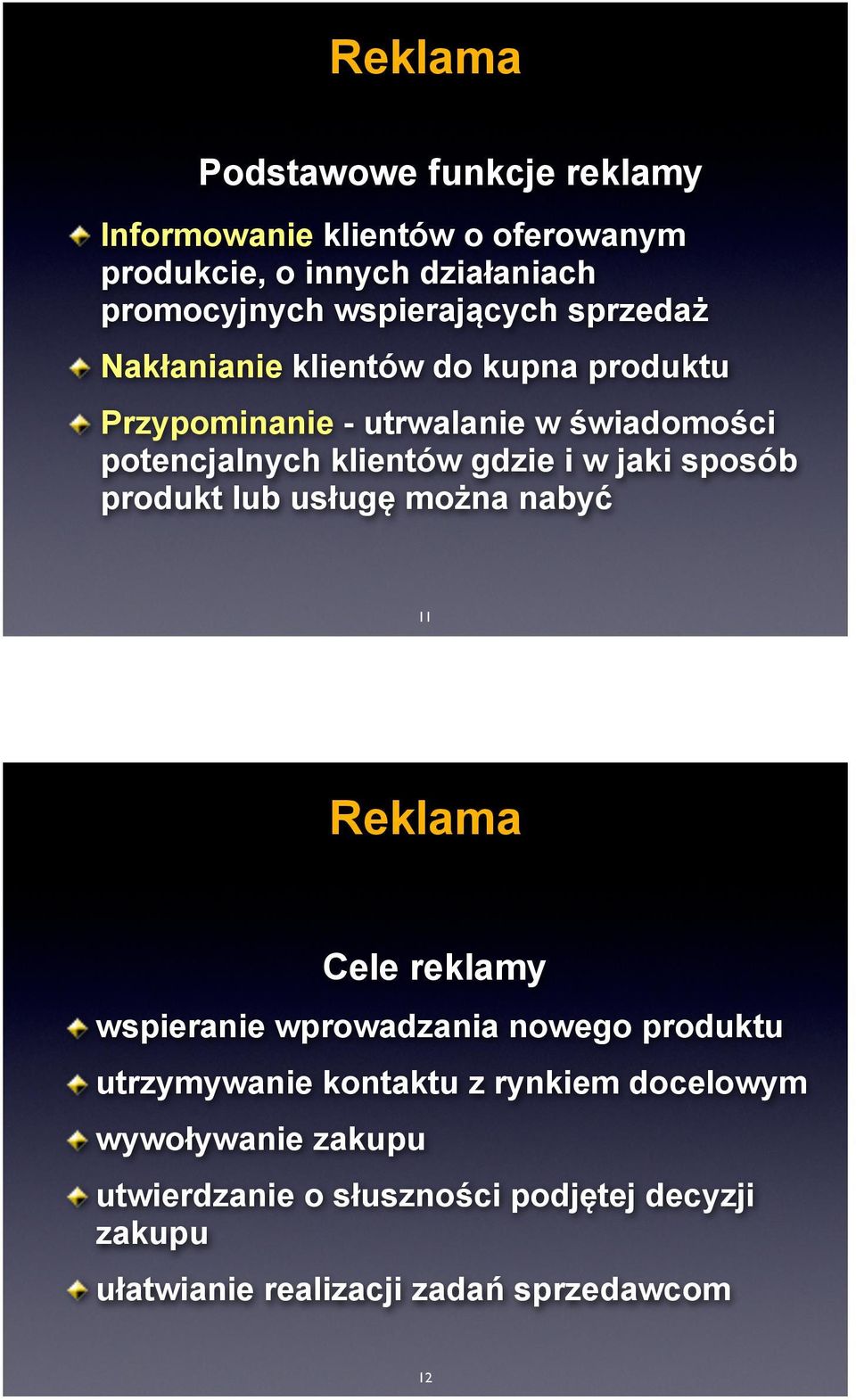 gdzie i w jaki sposób produkt lub usługę można nabyć 11 Reklama Cele reklamy wspieranie wprowadzania nowego produktu