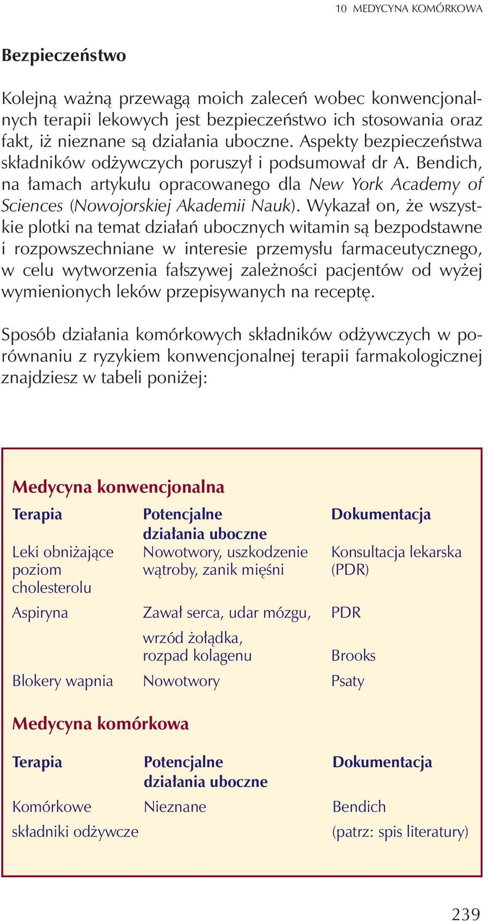 Wykaza³ on, e wszystkie plotki na temat dzia³añ ubocznych witamin s¹ bezpodstawne i rozpowszechniane w interesie przemys³u farmaceutycznego, w celu wytworzenia fa³szywej zale noœci pacjentów od wy ej