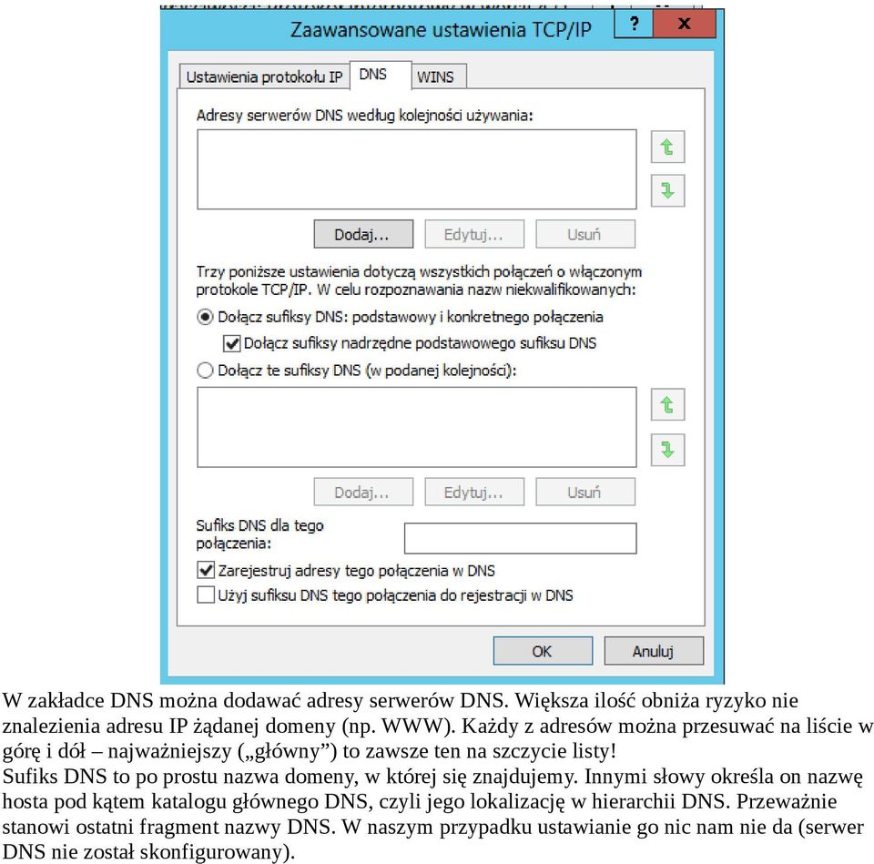 Sufiks DNS to po prostu nazwa domeny, w której się znajdujemy.