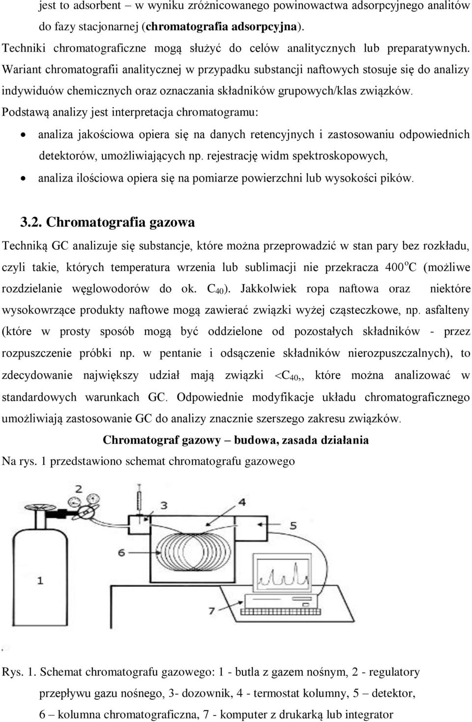 Wariant chromatografii analitycznej w przypadku substancji naftowych stosuje się do analizy indywiduów chemicznych oraz oznaczania składników grupowych/klas związków.